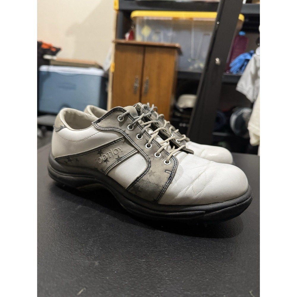FootJoy Contour Series White Grey Leather Golf Shoes Mens 7.5 Wide 94096